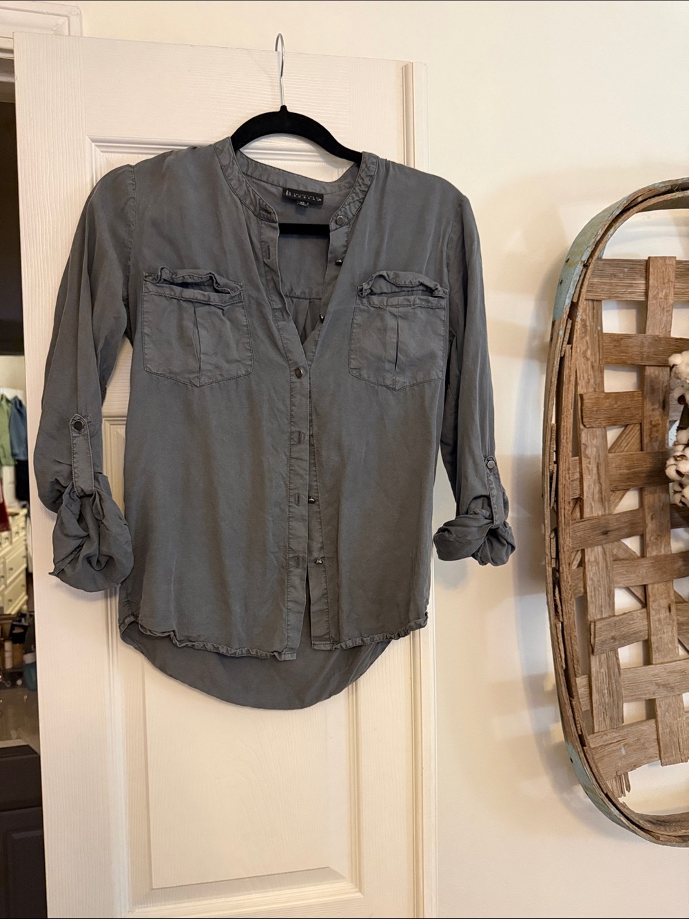 Bobeau Gray Button-Down Utility Shirt